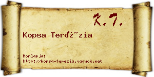 Kopsa Terézia névjegykártya